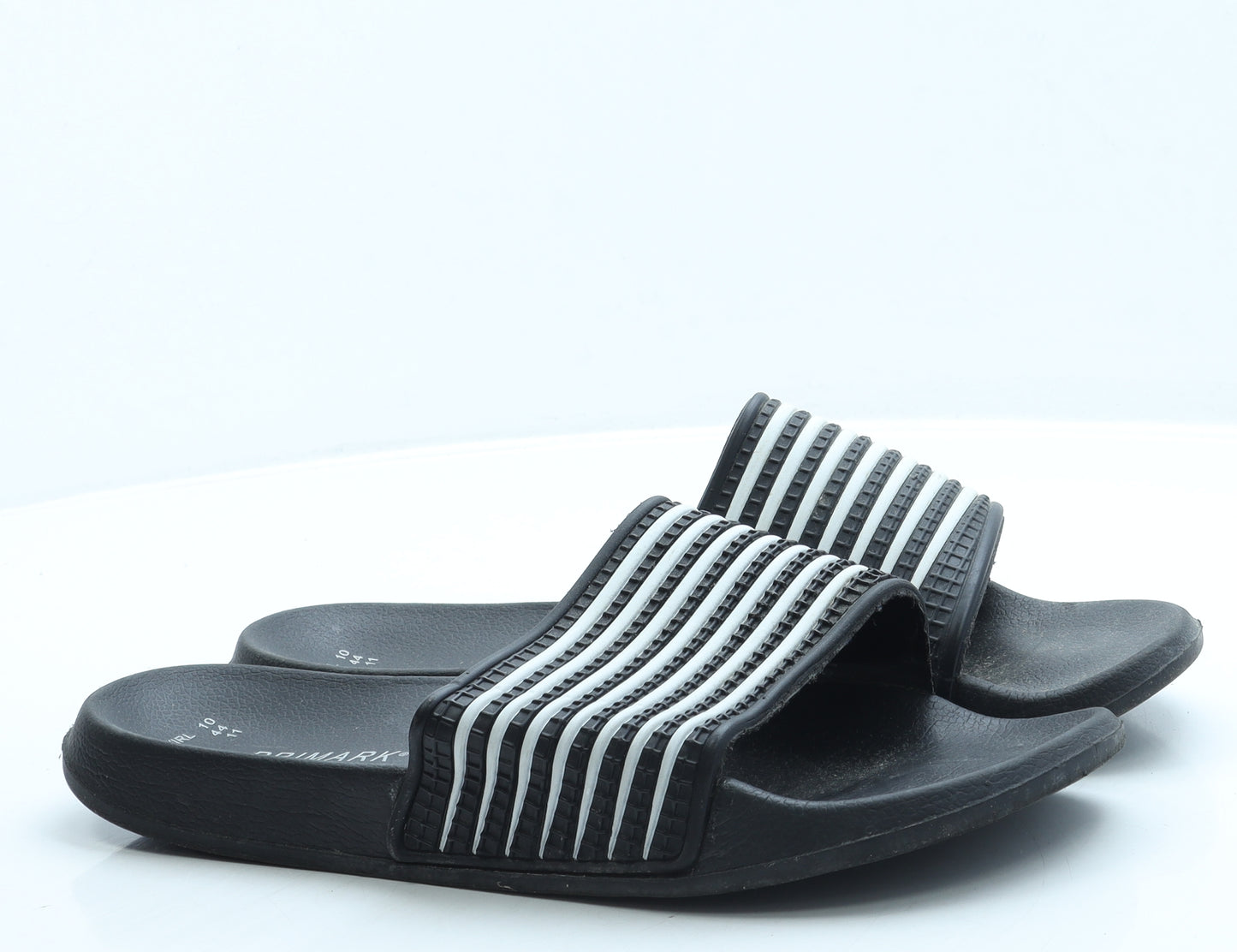 Primark Womens Black Striped Rubber Slider Sandal UK 10 44 US 11