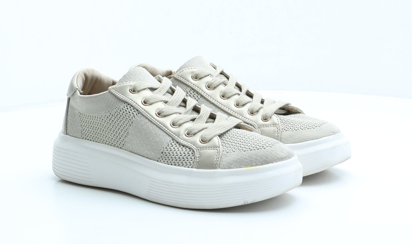 Primark Womens Gold Polyester Trainer UK 6