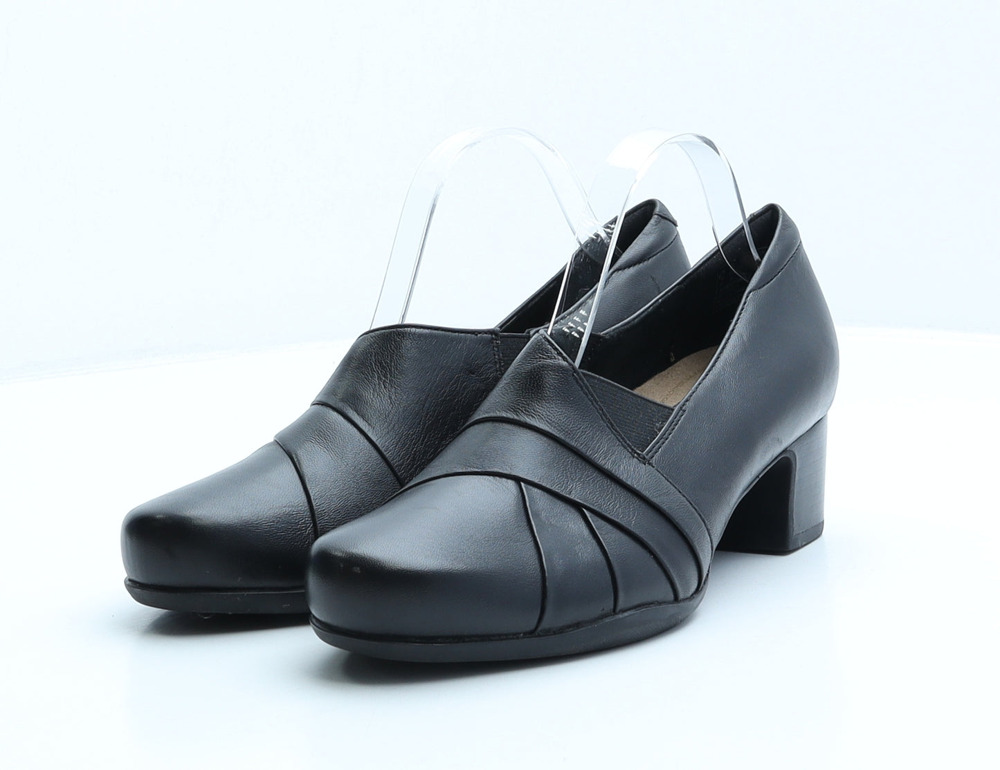 Clarks Womens Black Leather Court Heel UK 6
