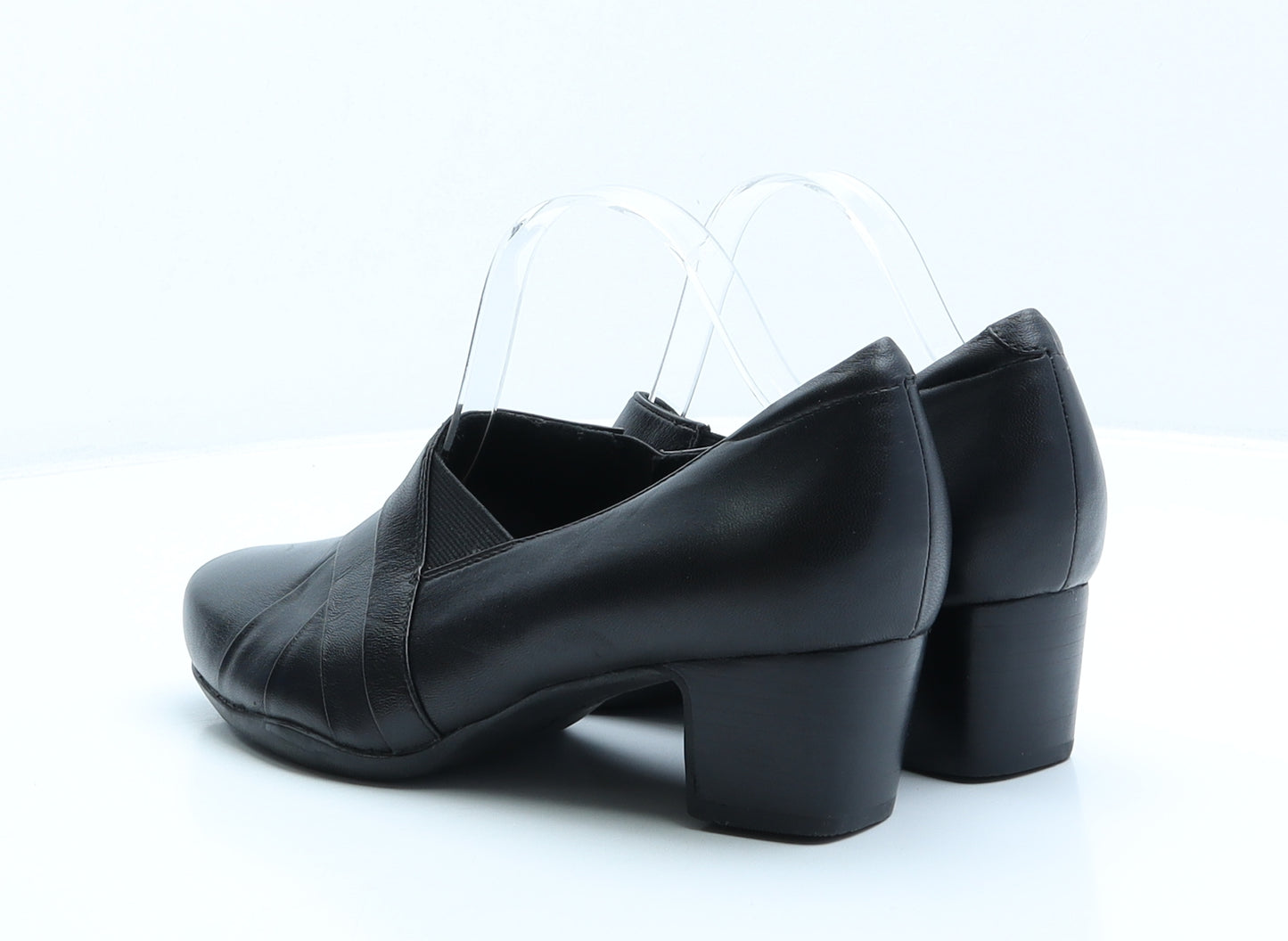 Clarks Womens Black Leather Court Heel UK 6