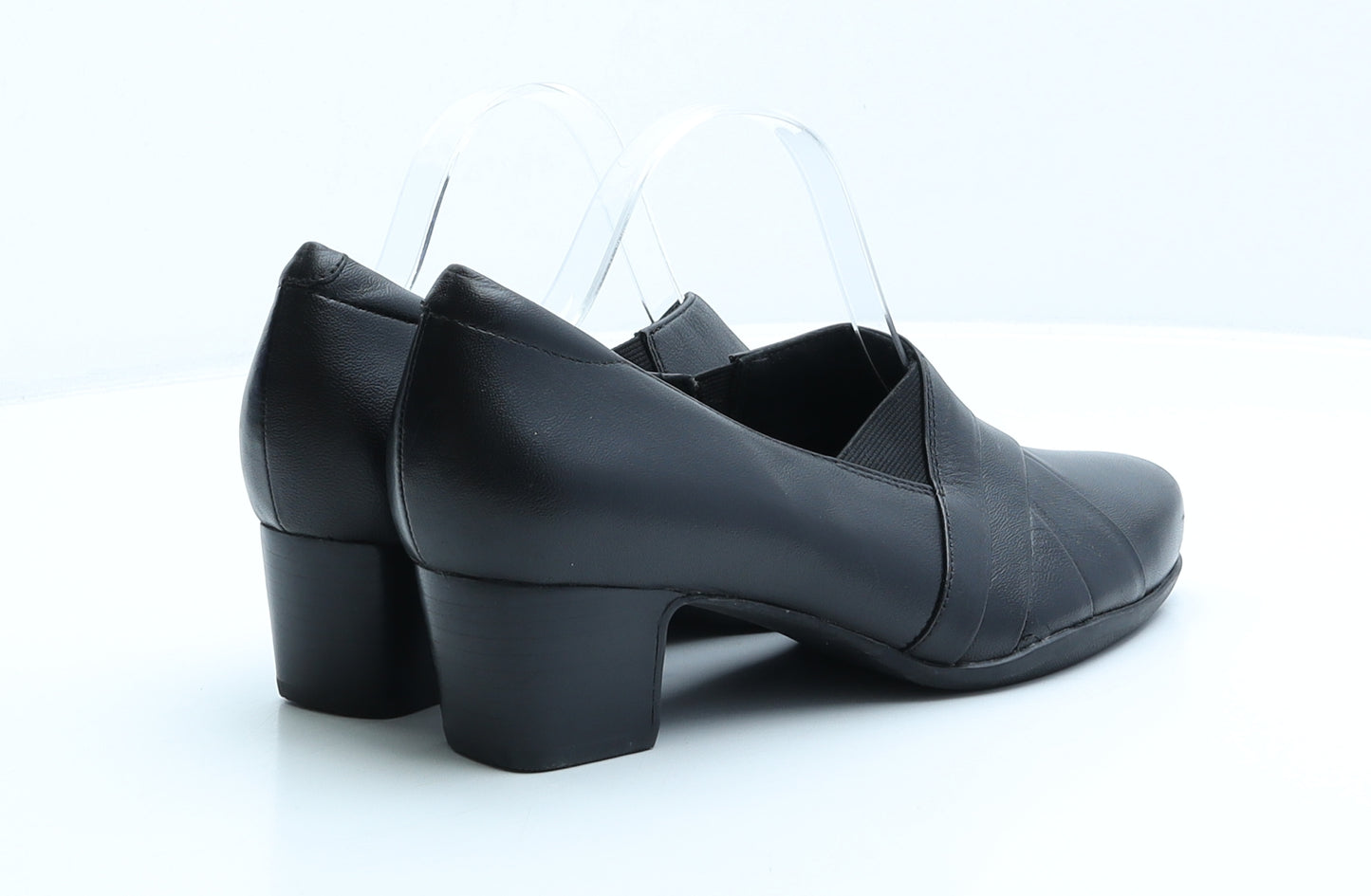 Clarks Womens Black Leather Court Heel UK 6