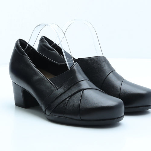 Clarks Womens Black Leather Court Heel UK 6