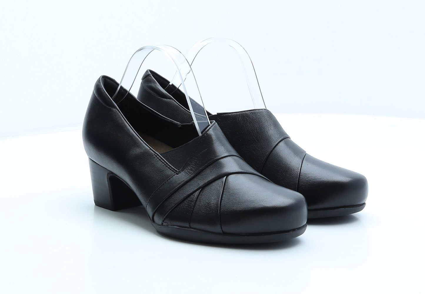 Clarks Womens Black Leather Court Heel UK 6