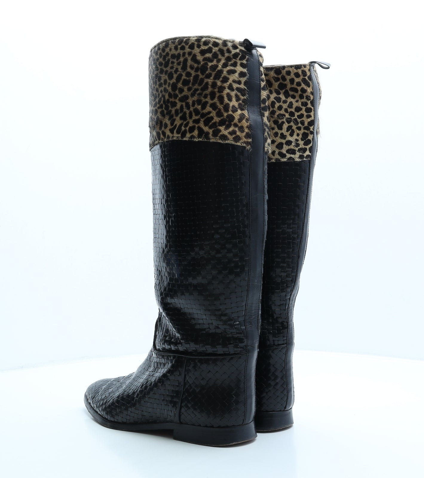 Stephane Kélian Womens Black Animal Print Leather Slip On Boot UK 6