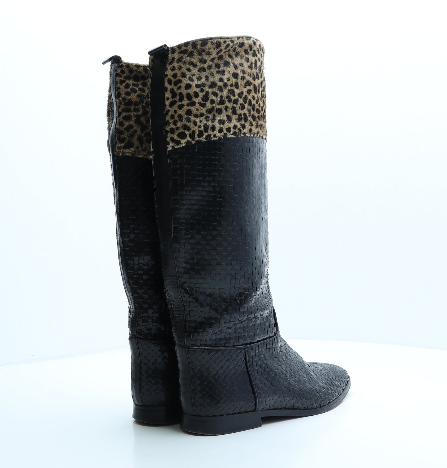 Stephane Kélian Womens Black Animal Print Leather Slip On Boot UK 6