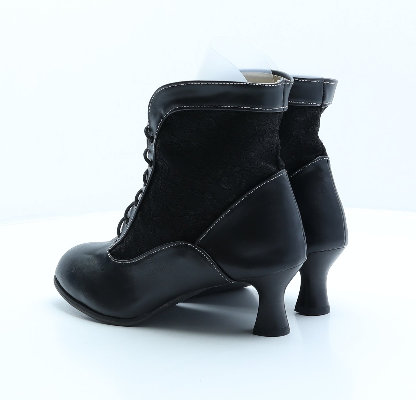 Preworn Womens Black Floral Leather Bootie Boot UK 5 38