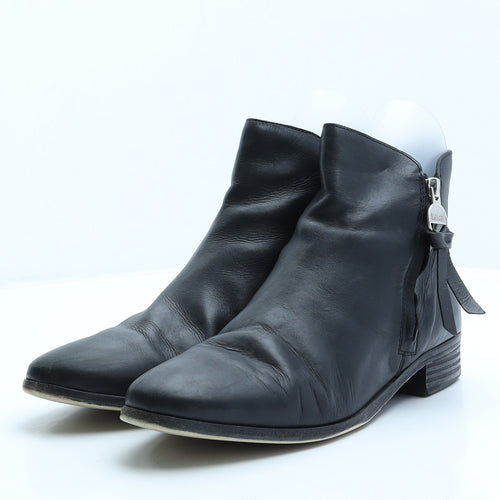 Barbour International Womens Black Leather Bootie Boot UK 8