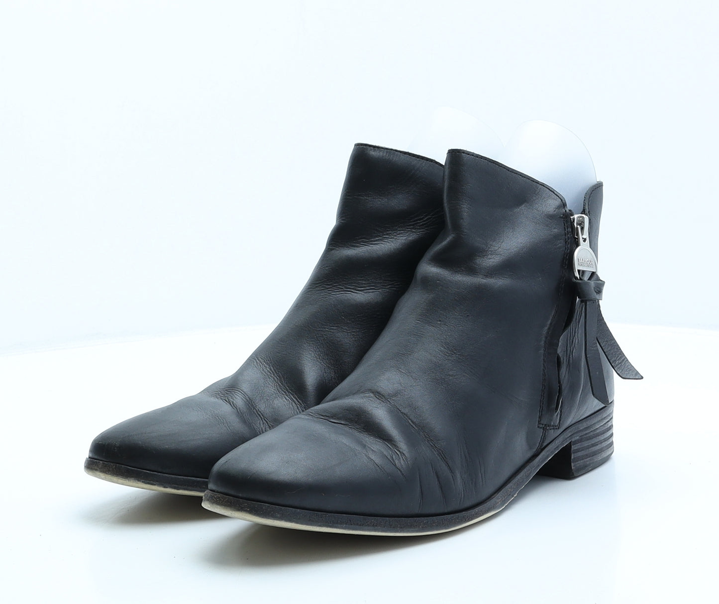 Barbour International Womens Black Leather Bootie Boot UK 8