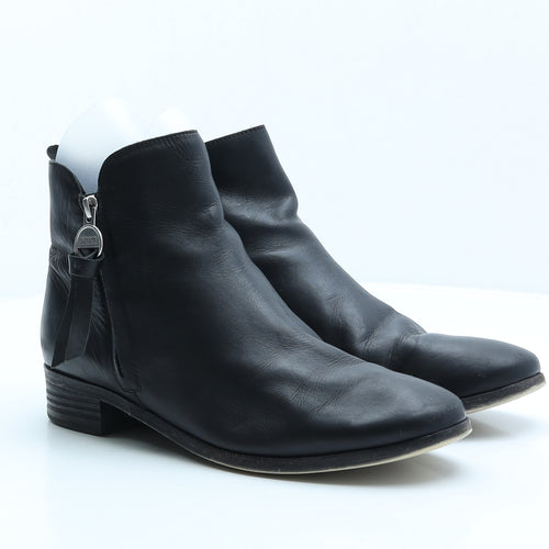 Barbour International Womens Black Leather Bootie Boot UK 8