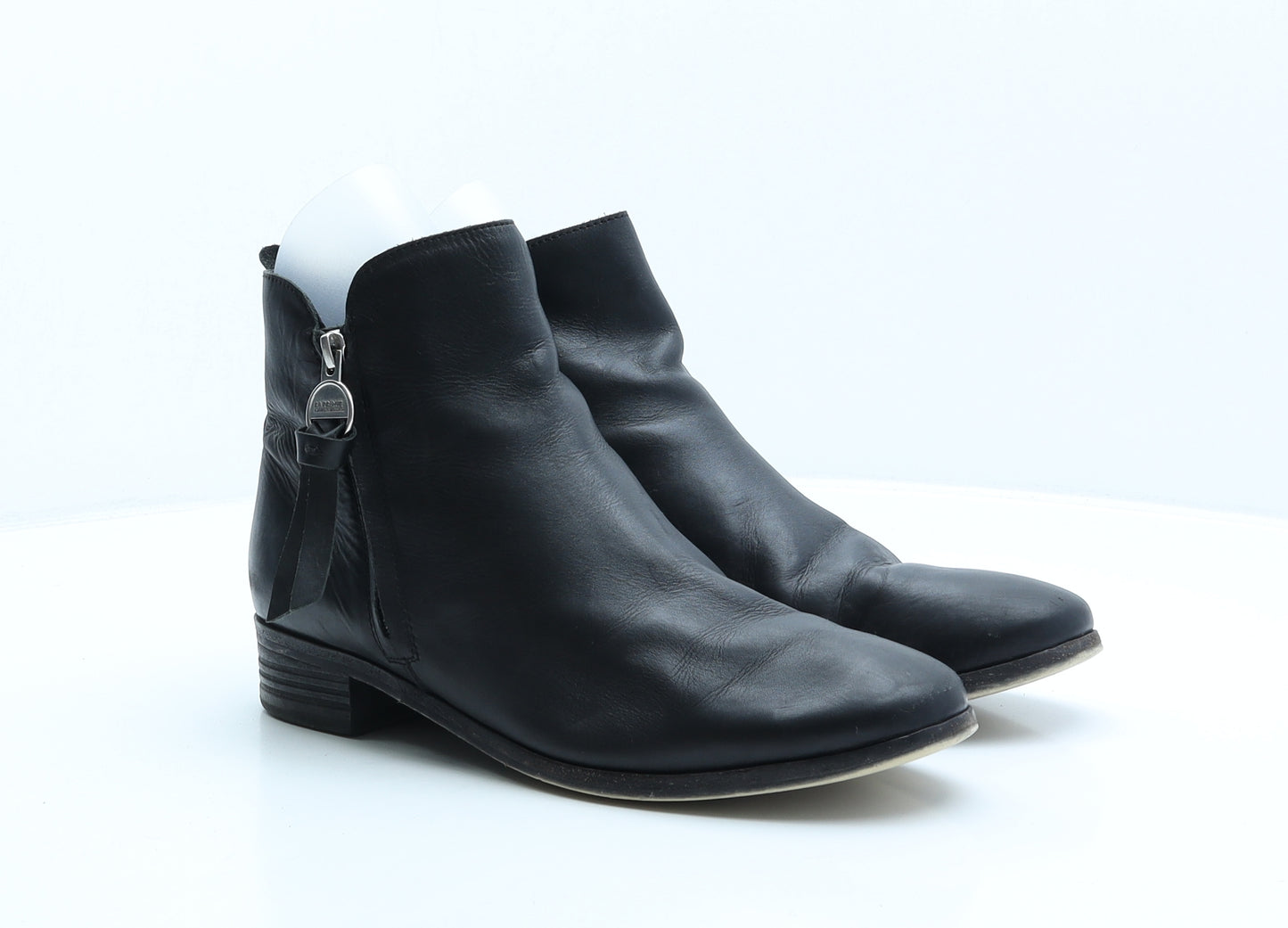 Barbour International Womens Black Leather Bootie Boot UK 8