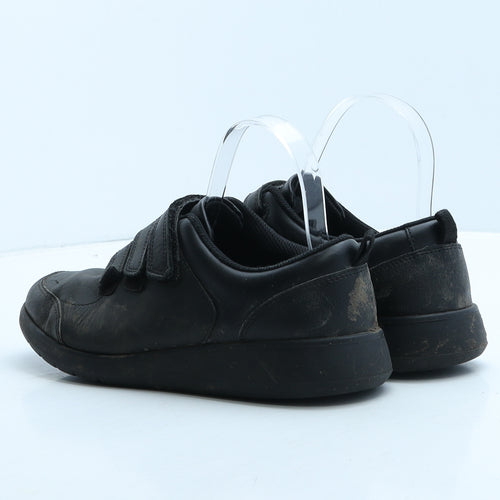 Clarks Boys Black Leather Trainer UK 4 37