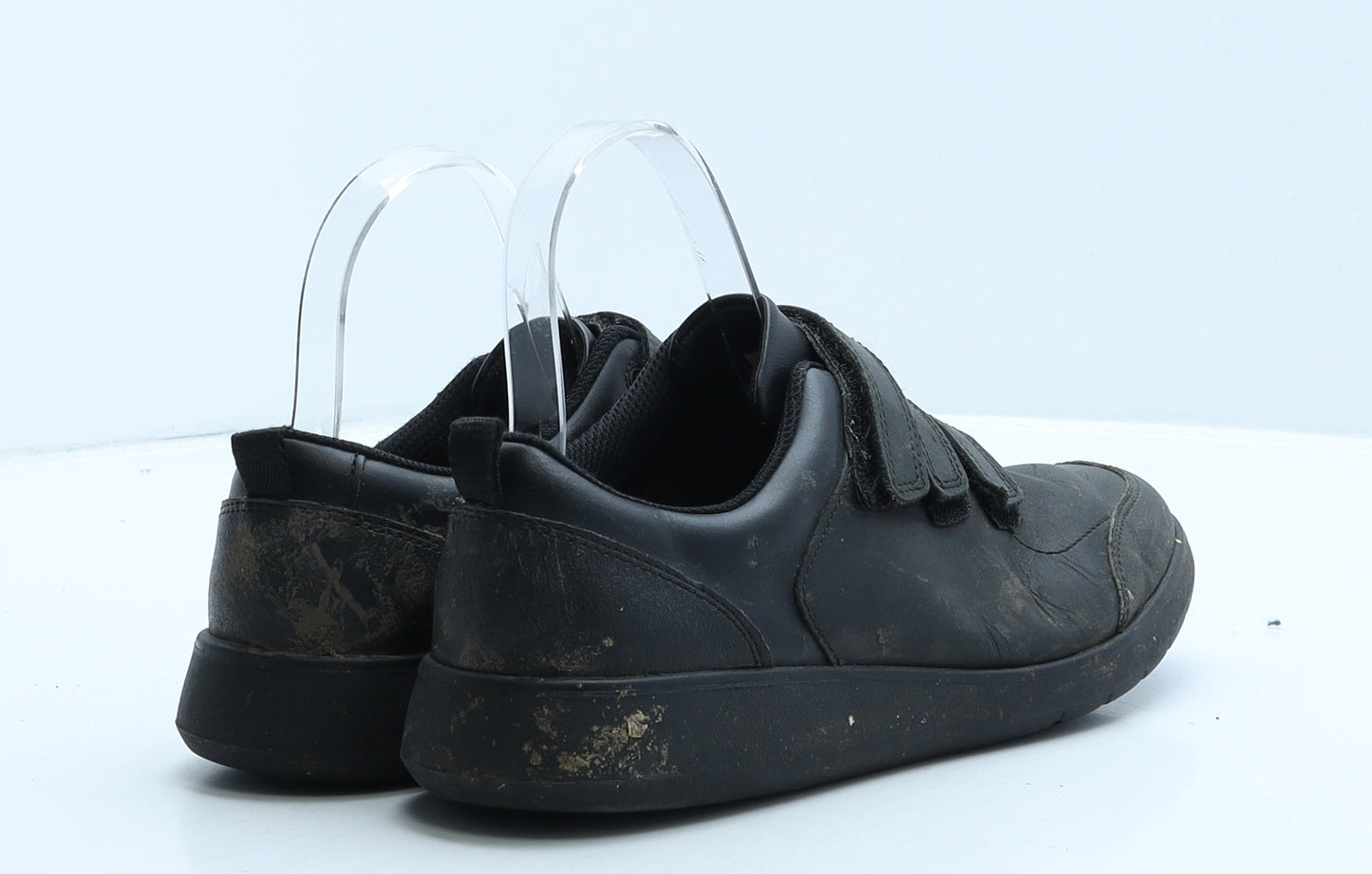 Clarks Boys Black Leather Trainer UK 4 37