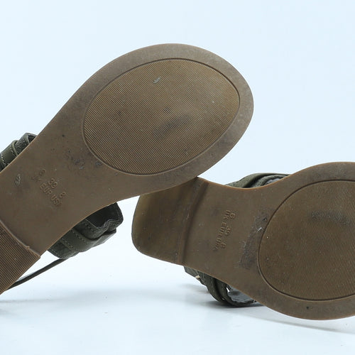 Primark Womens Green Animal Print Leather Thong Sandal UK 6 39