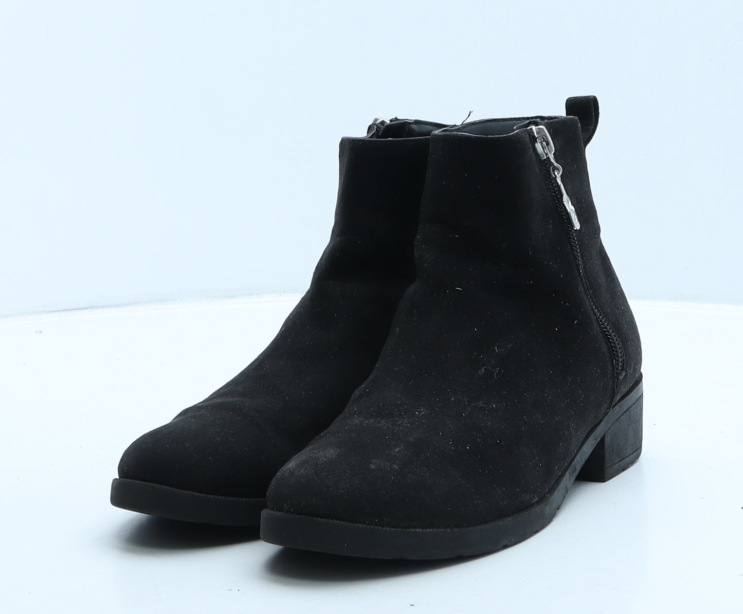 H&M Girls Black Suede Bootie Boot UK 2 34