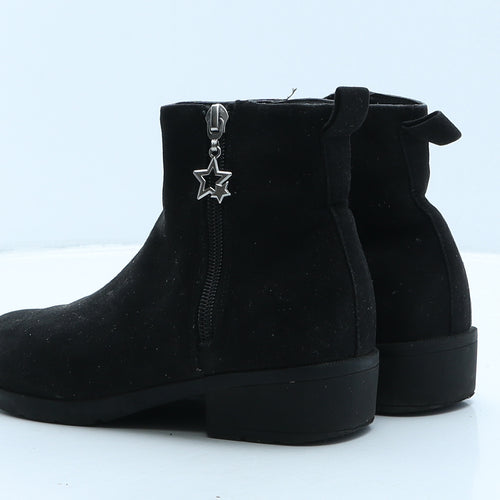 H&M Girls Black Suede Bootie Boot UK 2 34