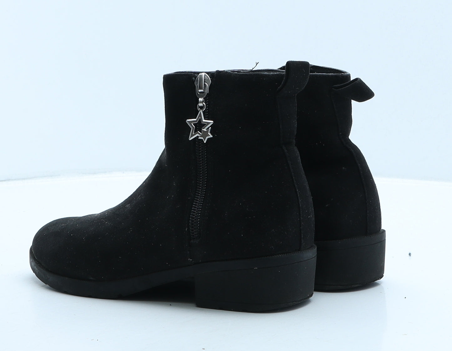 H&M Girls Black Suede Bootie Boot UK 2 34