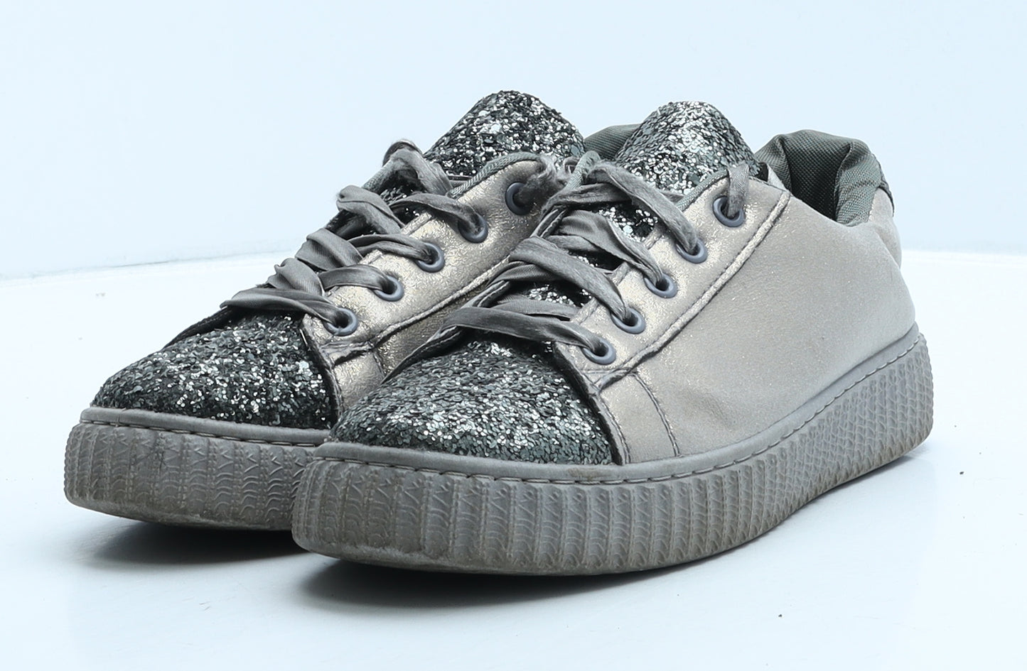 Kelsi Womens Grey Synthetic Trainer Casual UK 7