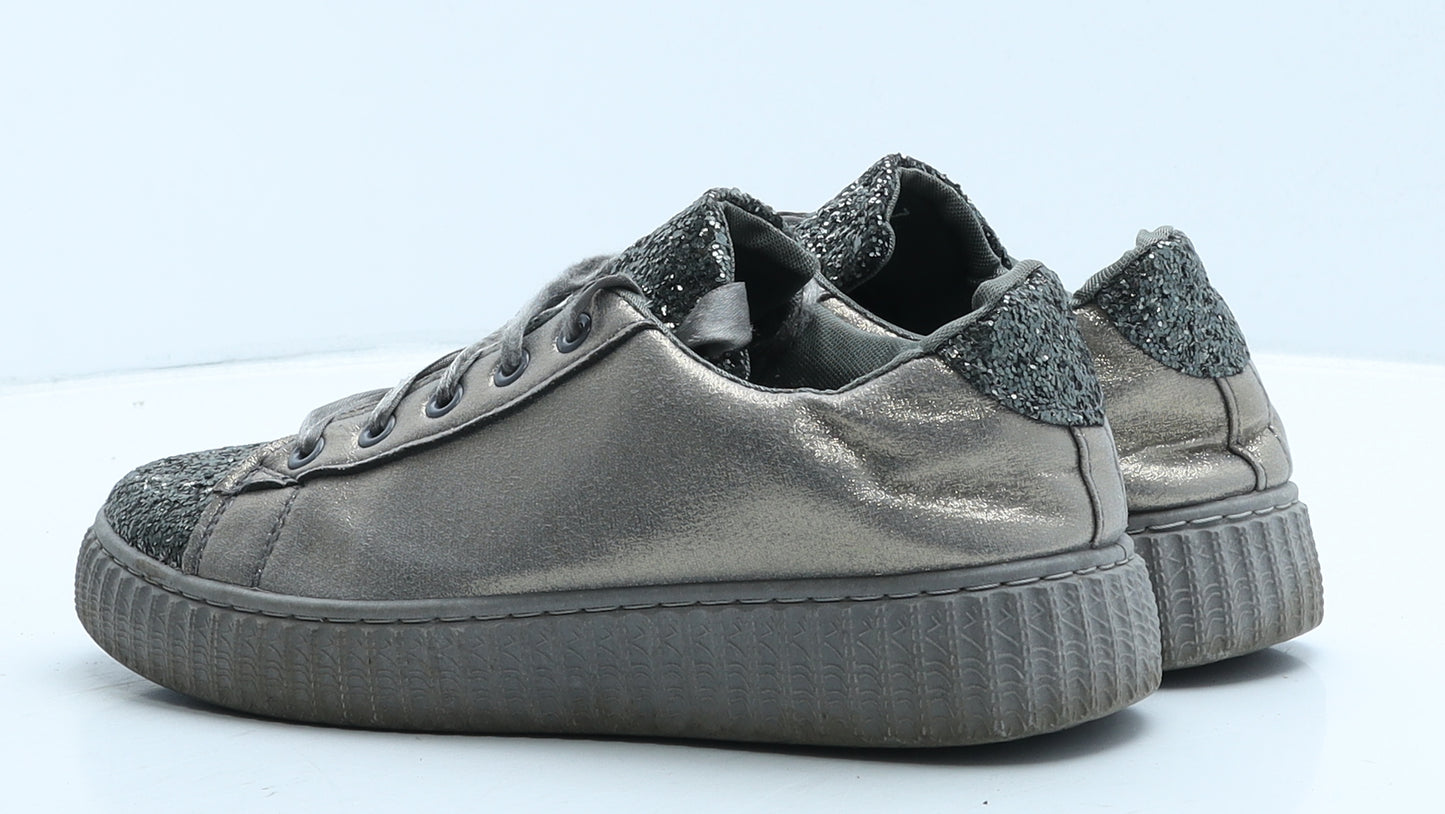 Kelsi Womens Grey Synthetic Trainer Casual UK 7