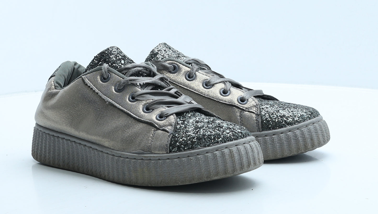 Kelsi Womens Grey Synthetic Trainer Casual UK 7