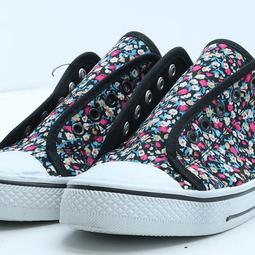 George Womens Black Floral Fabric Trainer UK 6 39