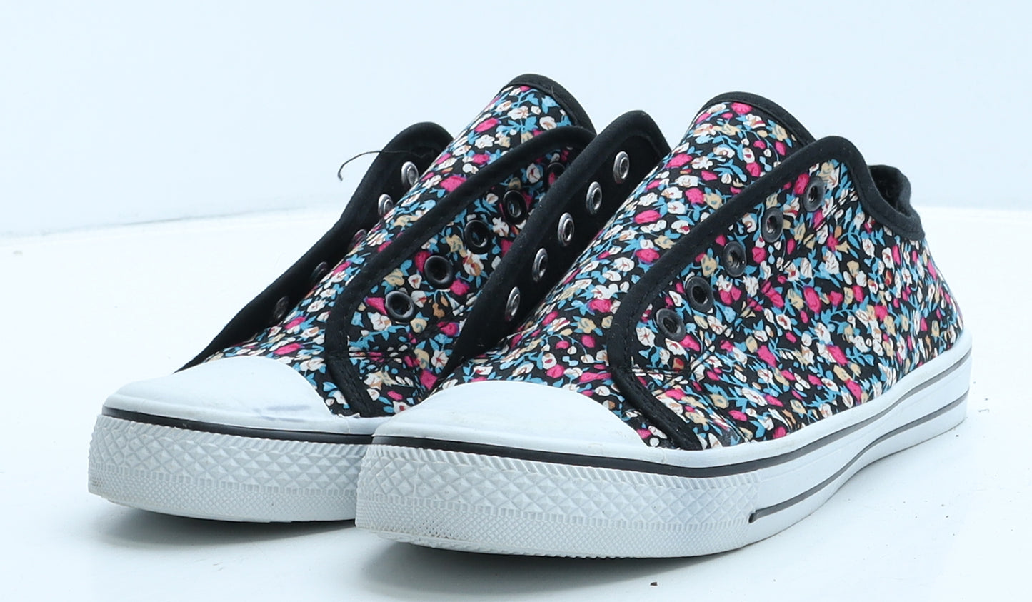 George Womens Black Floral Fabric Trainer UK 6 39