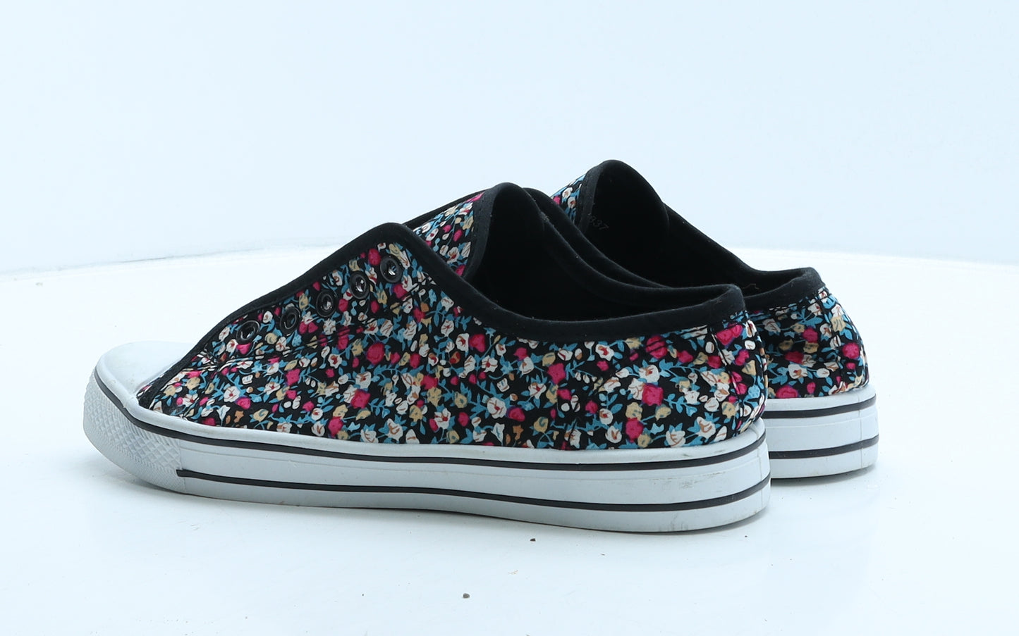 George Womens Black Floral Fabric Trainer UK 6 39