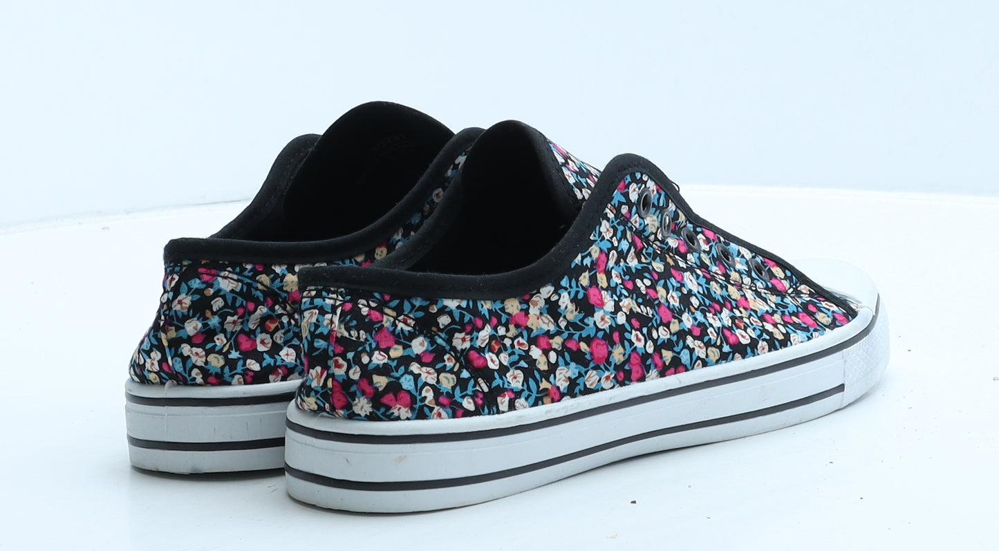 George Womens Black Floral Fabric Trainer UK 6 39