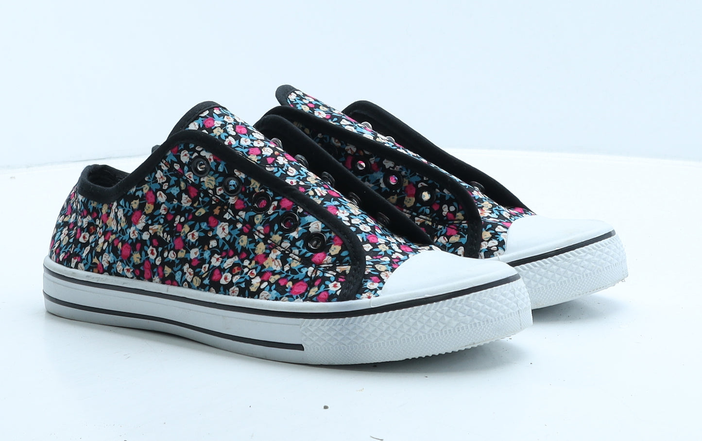 George Womens Black Floral Fabric Trainer UK 6 39