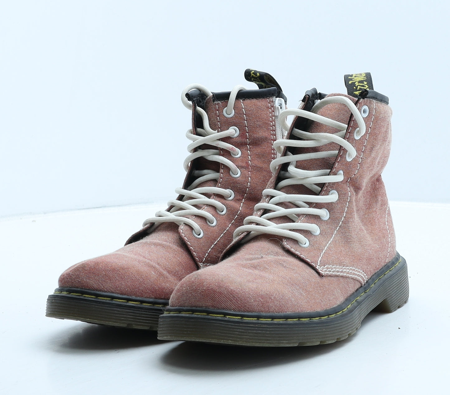 Dr. Martens Girls Pink Fabric Combat Boot UK 2 34