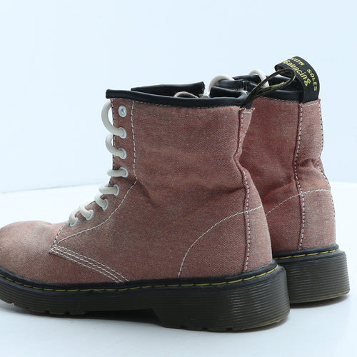 Dr. Martens Girls Pink Fabric Combat Boot UK 2 34