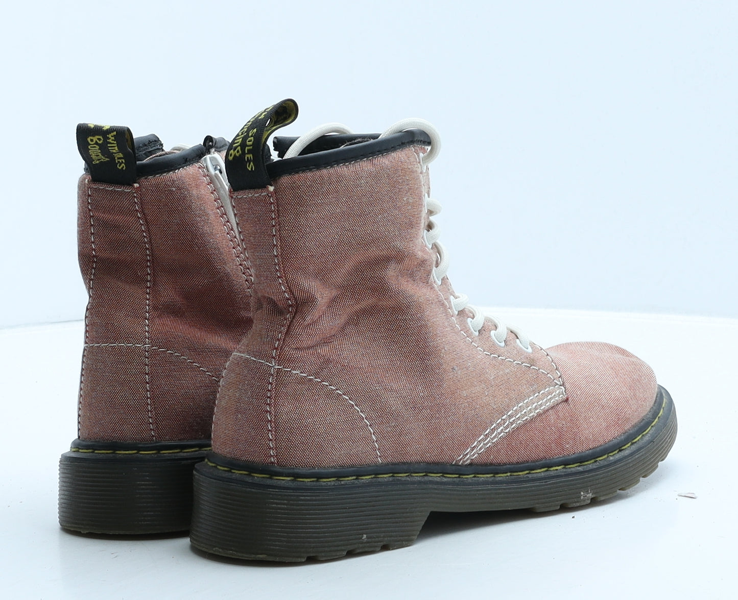 Dr. Martens Girls Pink Fabric Combat Boot UK 2 34