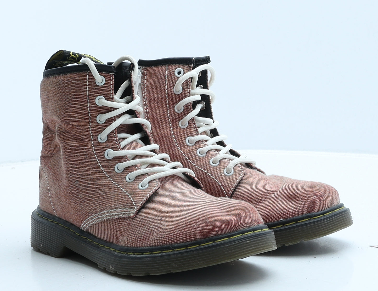 Dr. Martens Girls Pink Fabric Combat Boot UK 2 34