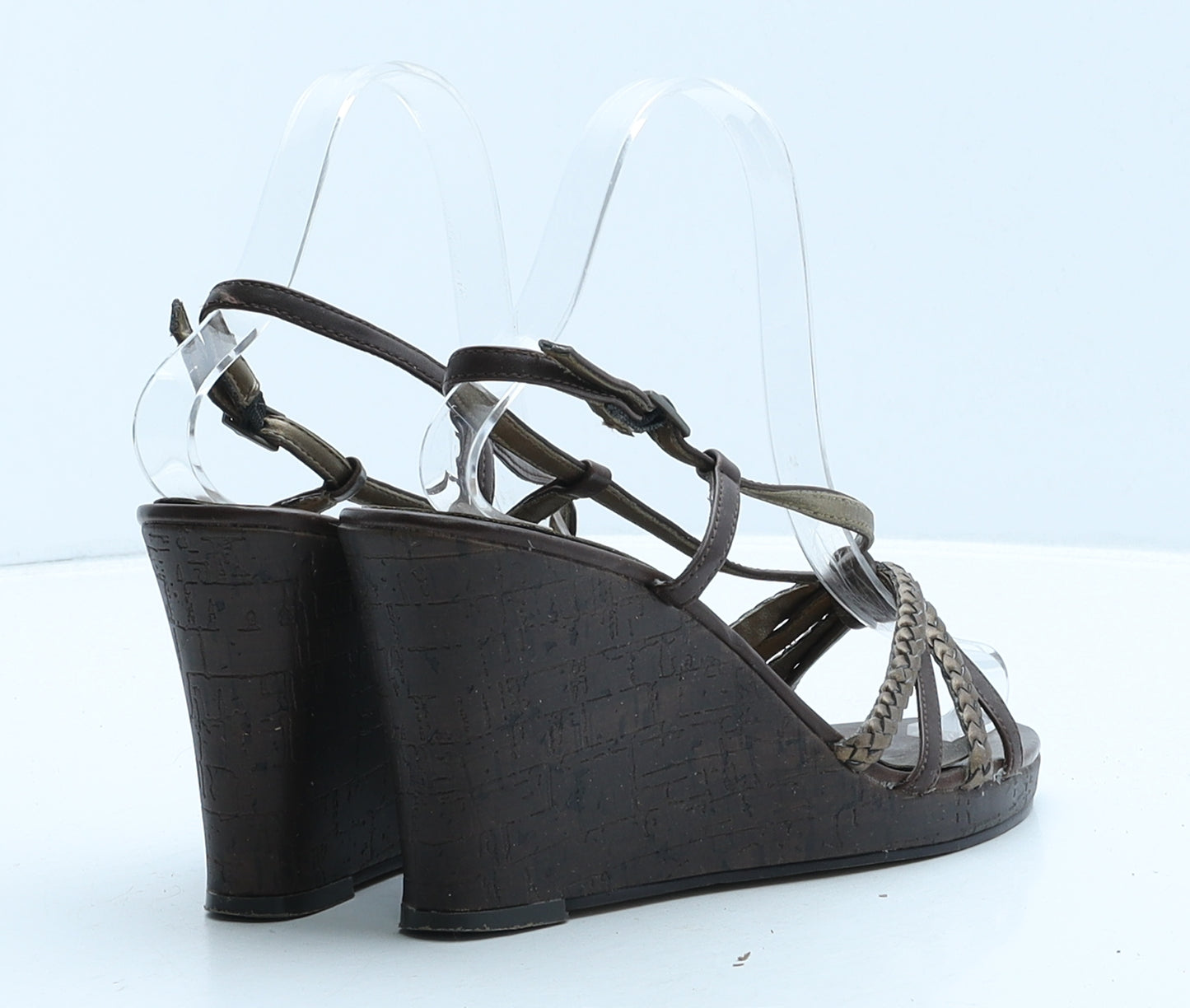 E-vie Womens Brown Leather Strappy Heel UK 4 37