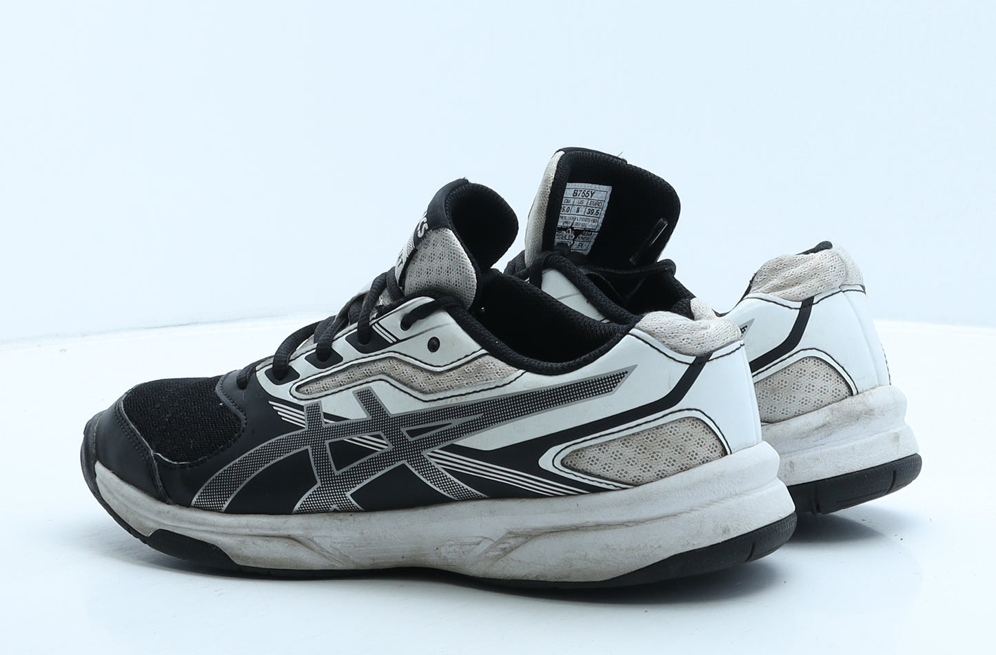 ASICS Womens Black Geometric Leather Trainer UK 6.5 39.5