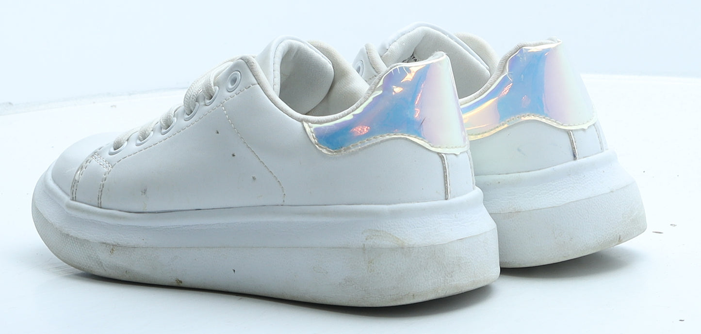 Matalan Girls White Leather Trainer UK 1 33