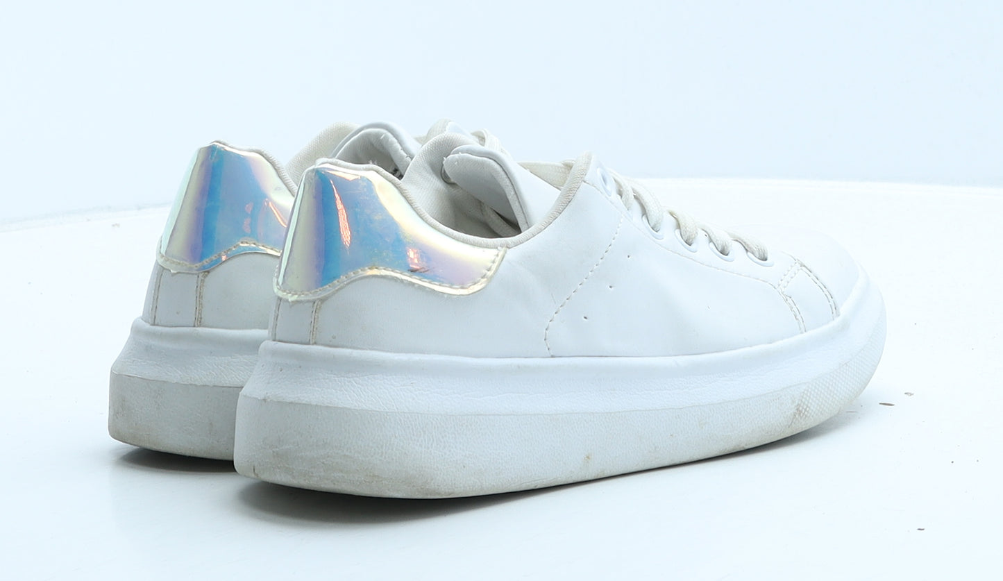 Matalan Girls White Leather Trainer UK 1 33