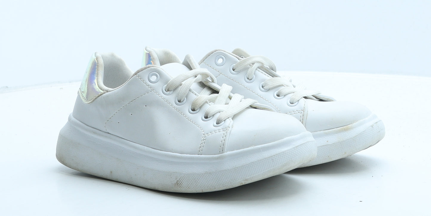 Matalan Girls White Leather Trainer UK 1 33