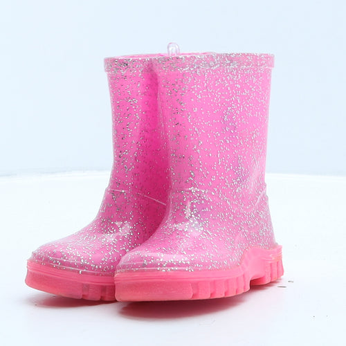 Preworn Girls Pink Rubber Wellies Boot UK 4 21