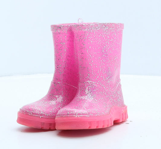 Preworn Girls Pink Rubber Wellies Boot UK 4 21