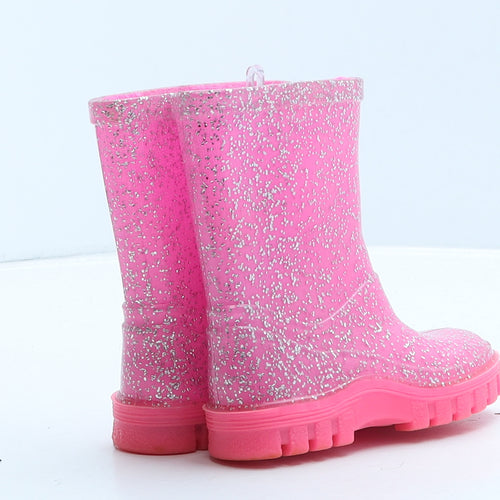 Preworn Girls Pink Rubber Wellies Boot UK 4 21