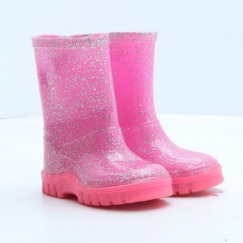 Preworn Girls Pink Rubber Wellies Boot UK 4 21