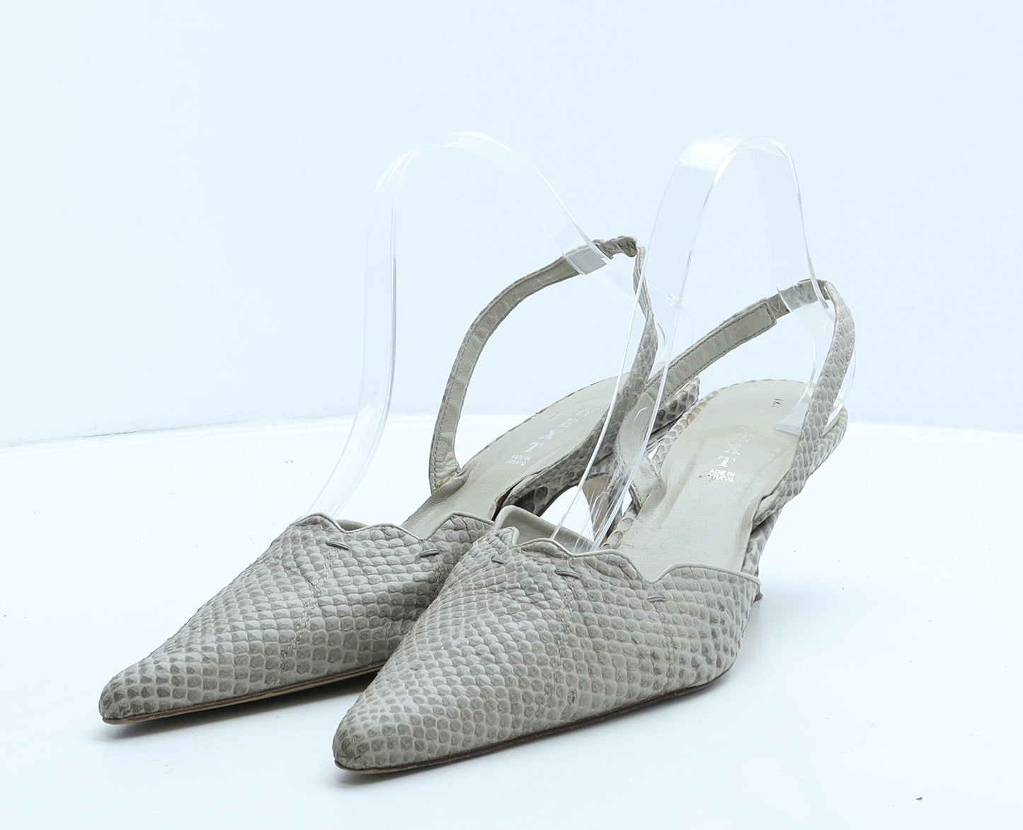 NEXT Womens Beige Animal Print Leather Slingback Heel UK 6 39