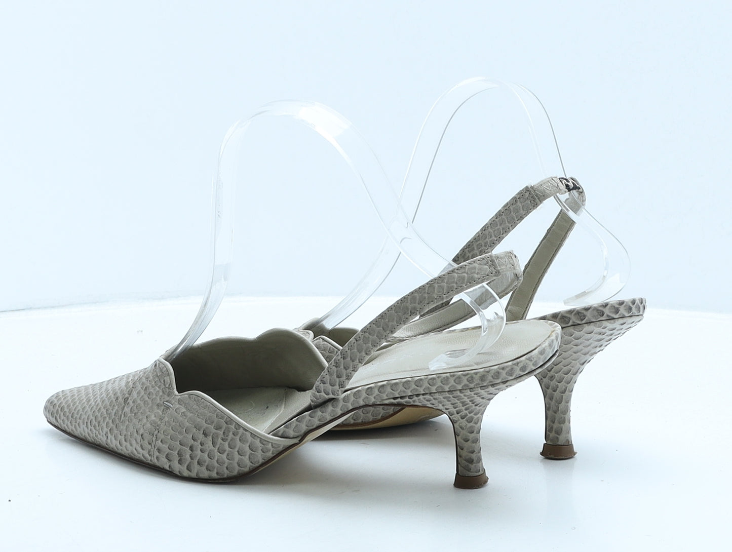 NEXT Womens Beige Animal Print Leather Slingback Heel UK 6 39