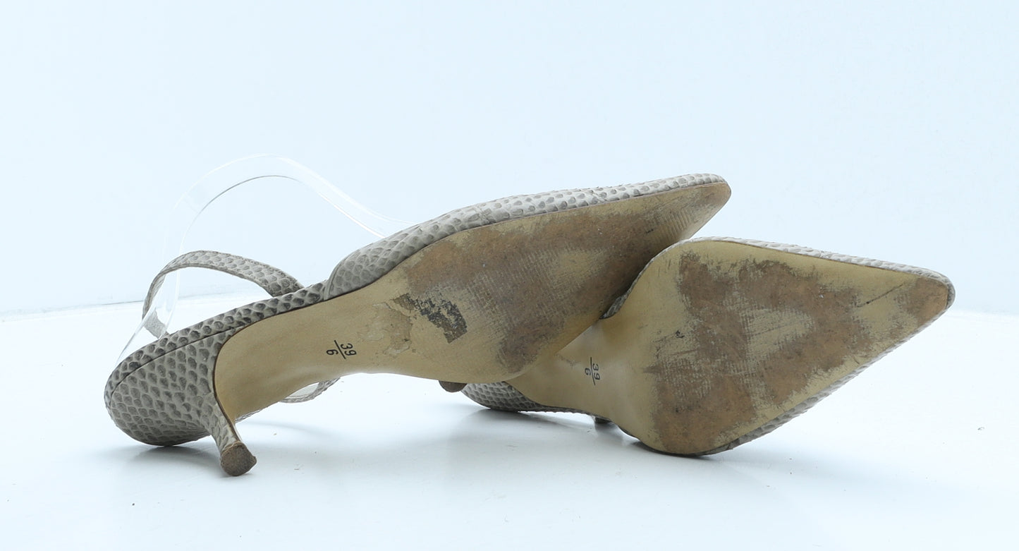 NEXT Womens Beige Animal Print Leather Slingback Heel UK 6 39