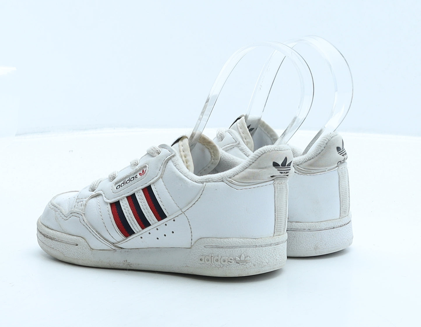 adidas Boys White Striped Leather Trainer UK 8 25