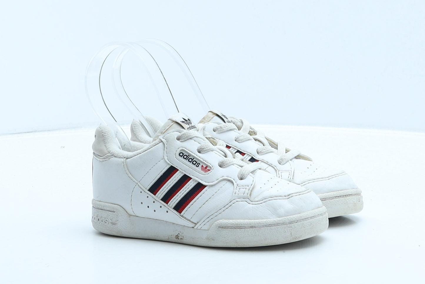 adidas Boys White Striped Leather Trainer UK 8 25