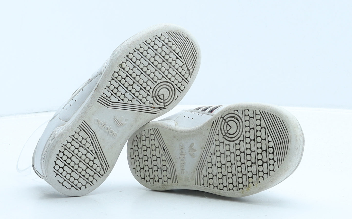 adidas Boys White Striped Leather Trainer UK 8 25