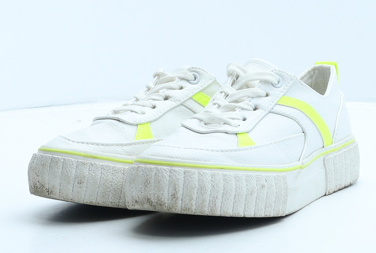 915 Generation Girls White Geometric Leather Trainer UK 4 37