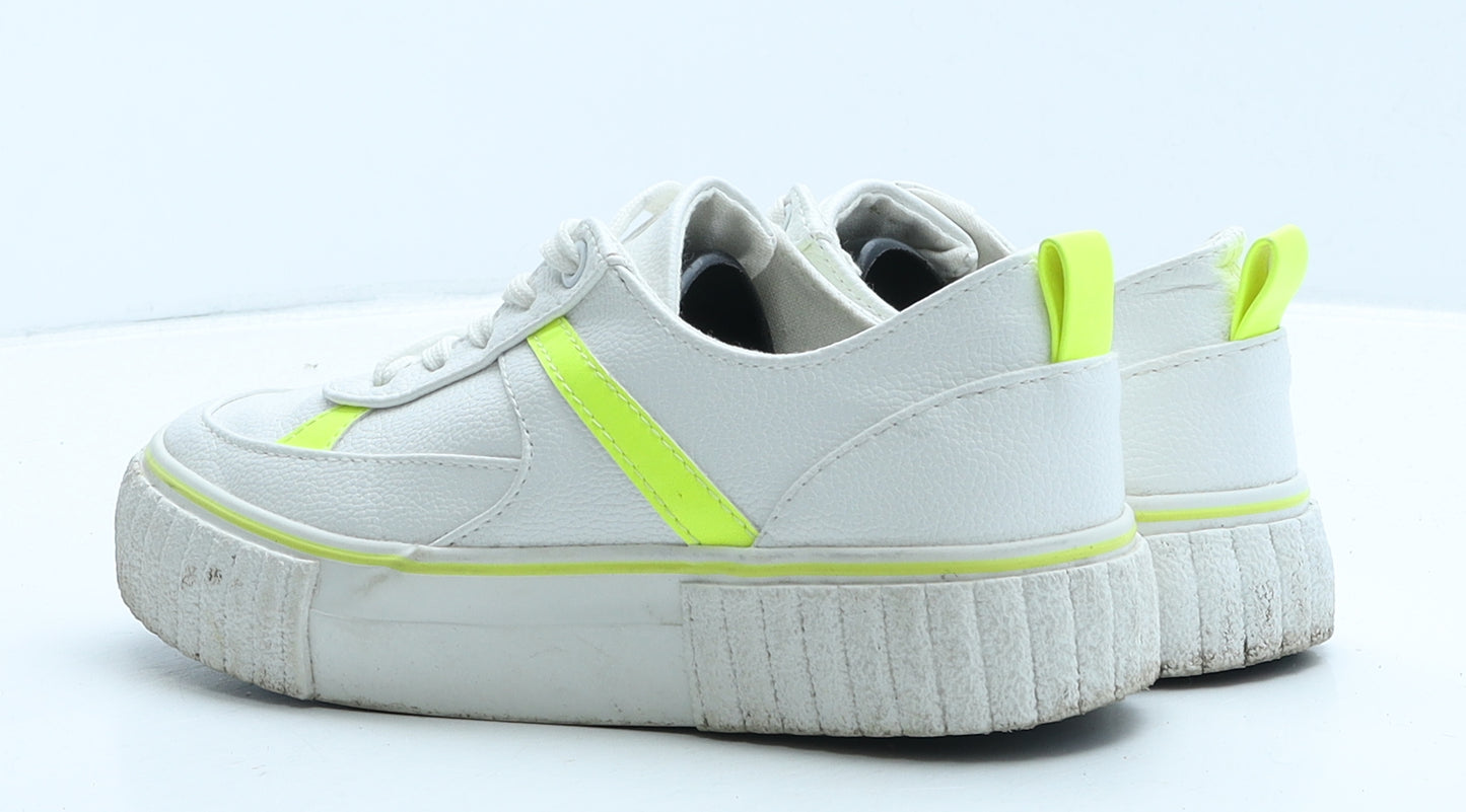 915 Generation Girls White Geometric Leather Trainer UK 4 37