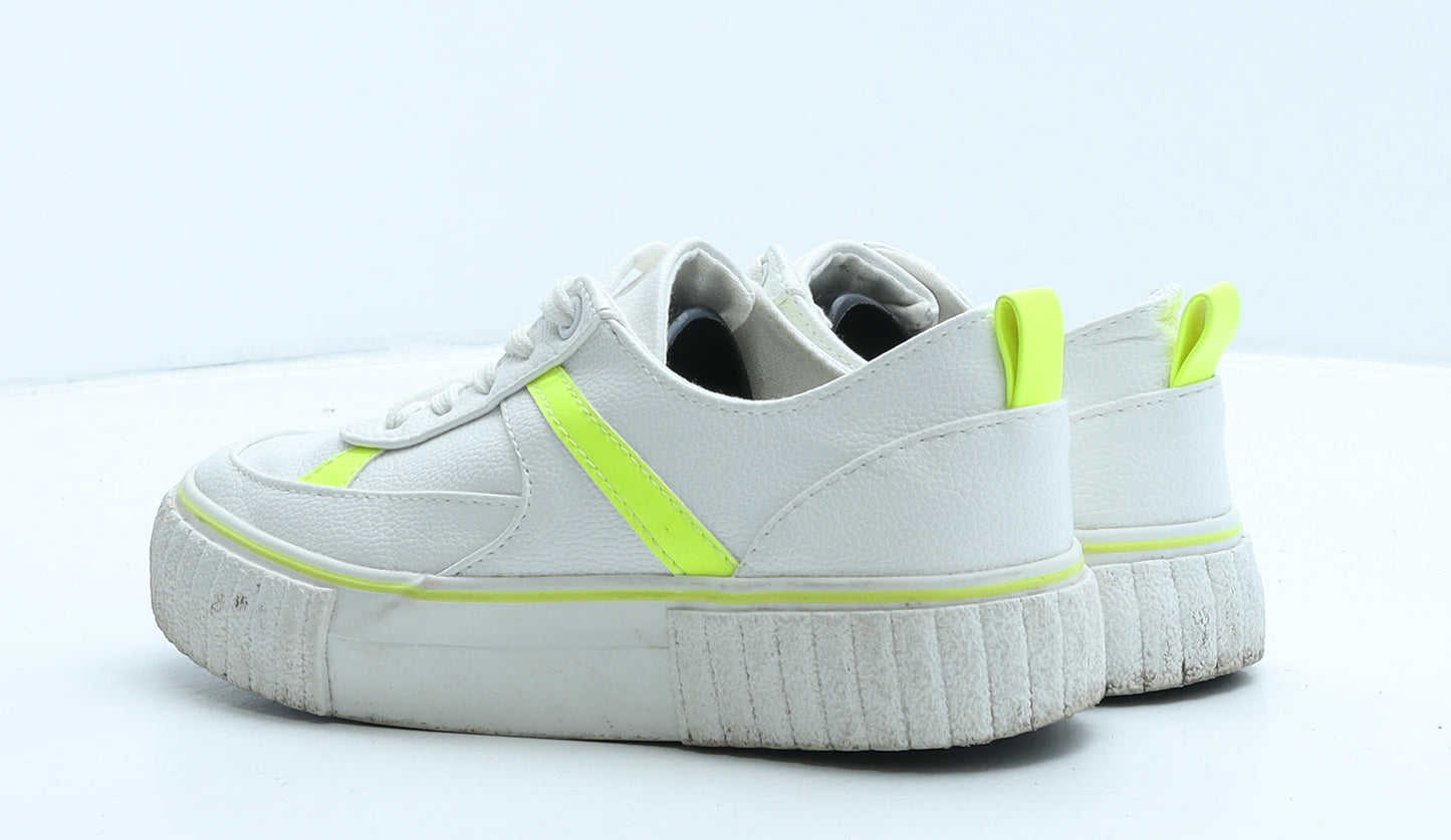915 Generation Girls White Geometric Leather Trainer UK 4 37